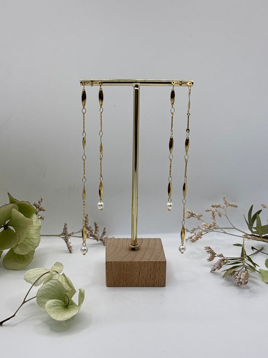 Pendientes doble perla