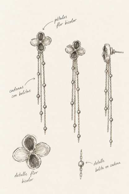 Pendientes flores bicolor ❤️