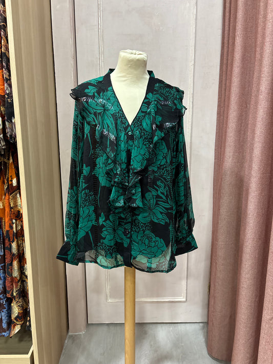 Blusa volantes verde NIZA