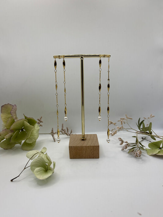 Pendientes doble perla