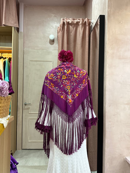 Mantoncillo buganvilla bordado en algodón