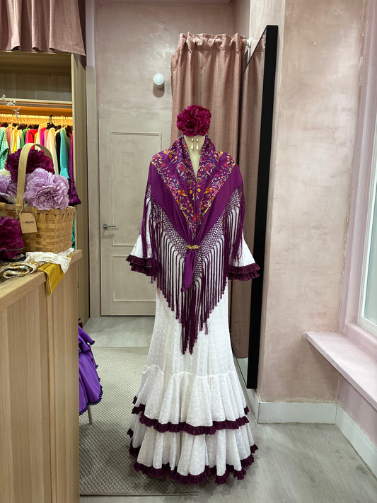 Mantoncillo buganvilla bordado en algodón